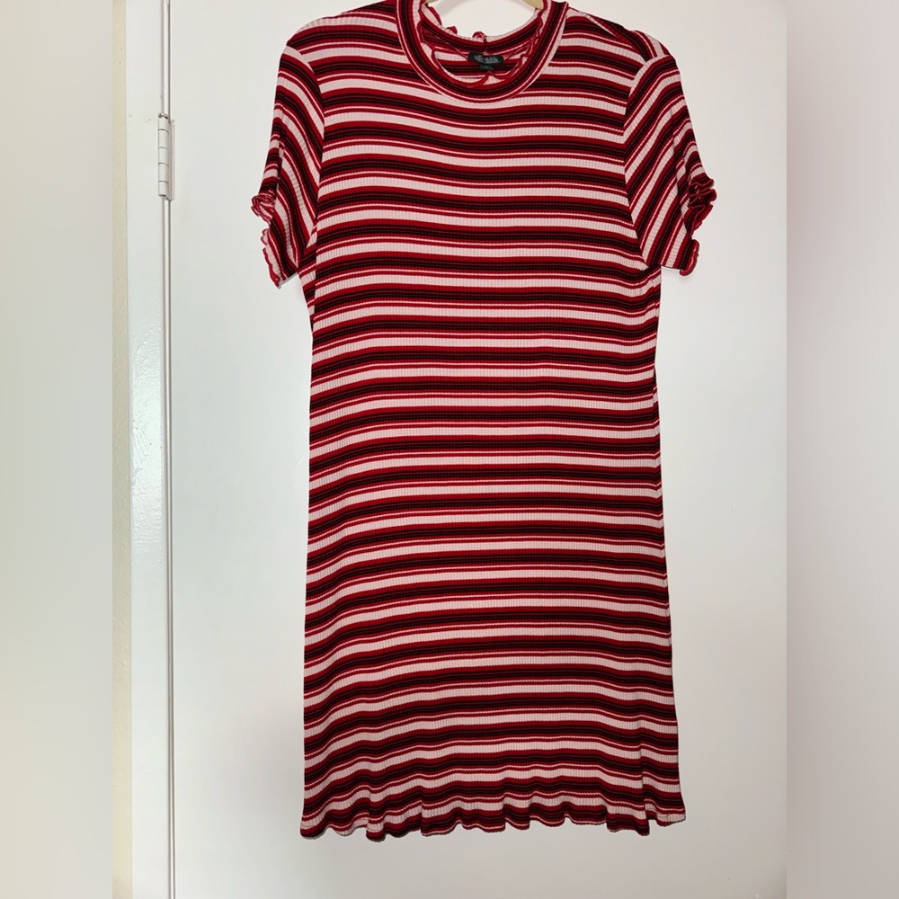 Target: Wild Fable stripe red, black, nude short sleeve mini dress